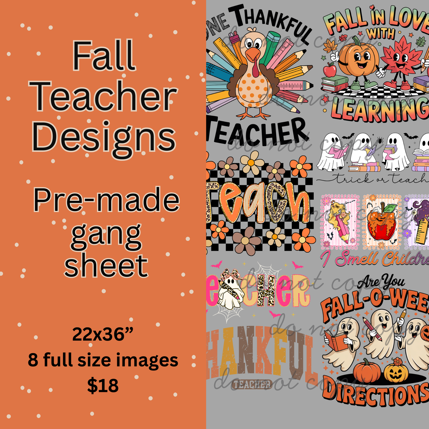 Fall Teacher Designs Pre-Made Gang Sheet