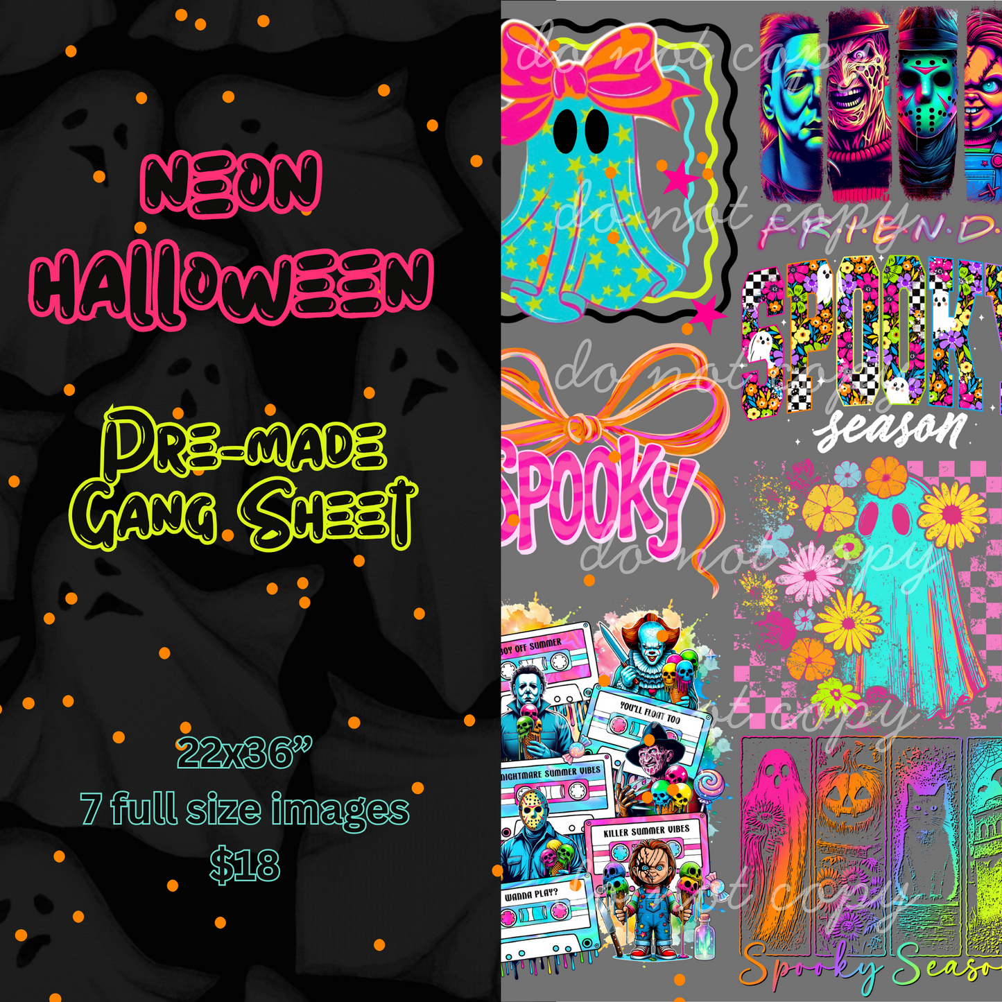 Neon Halloween Pre-Made Gang Sheet