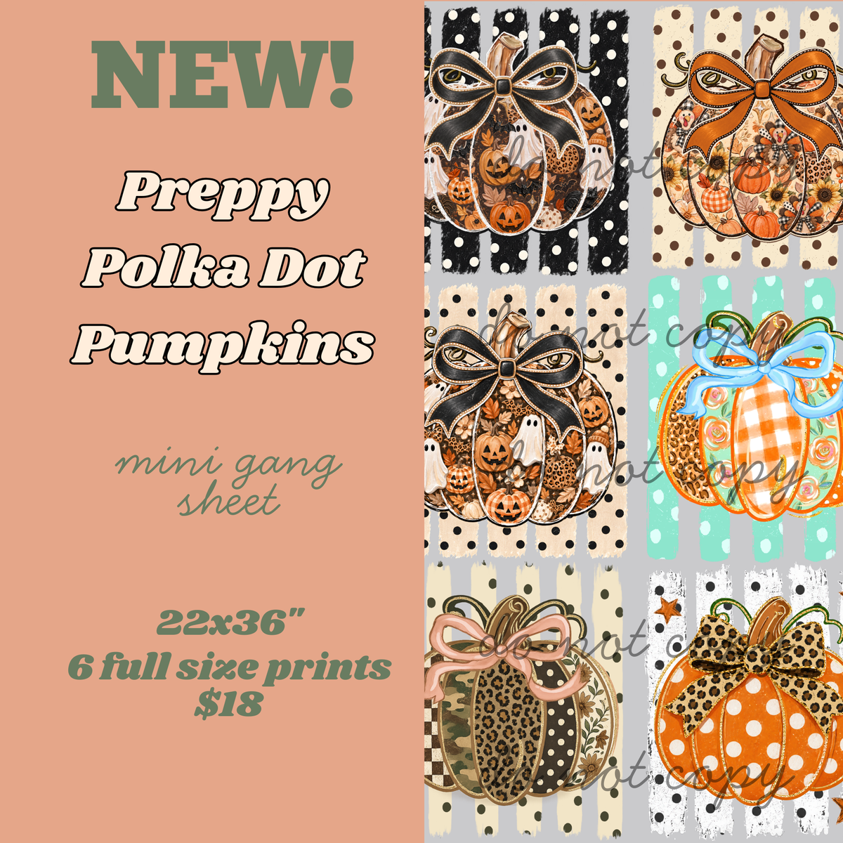 Preppy Polka Dot Pumpkins Mini Gang Sheet
