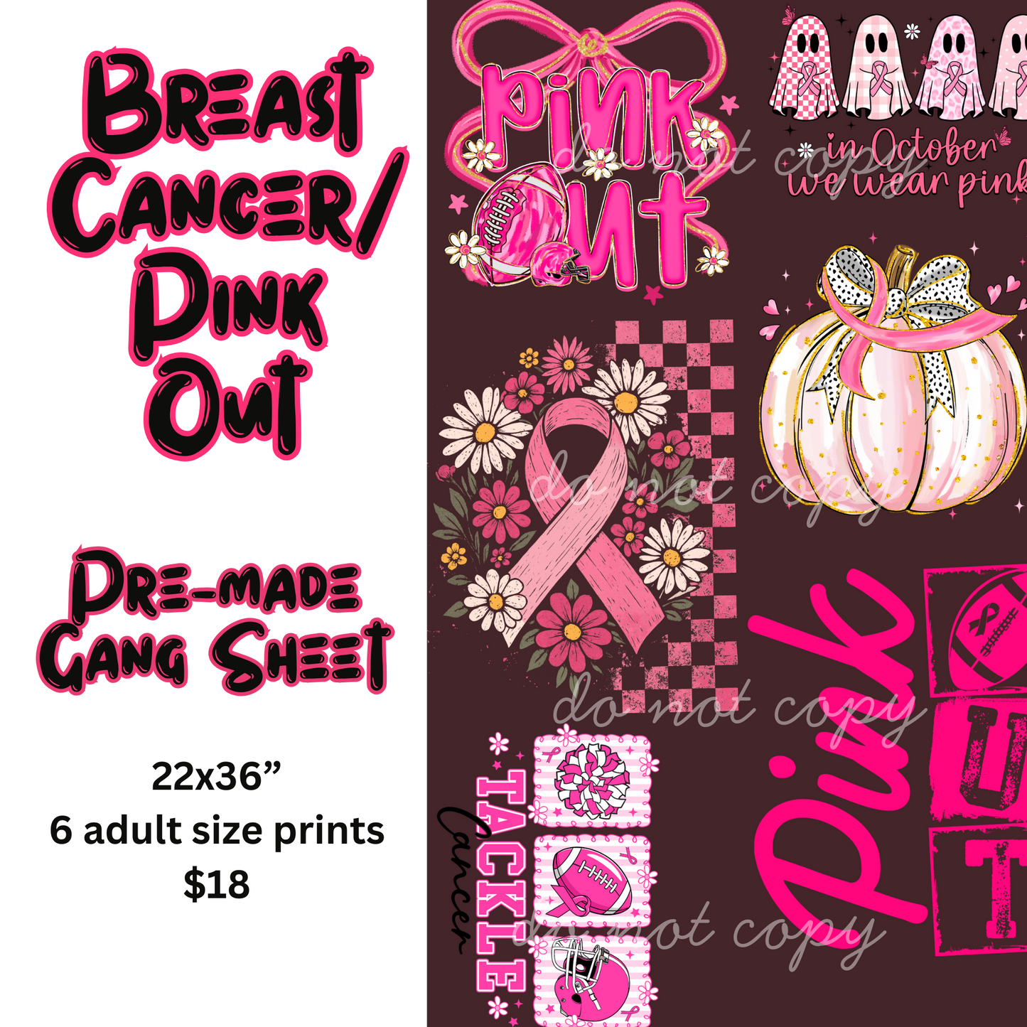Breast Cancer Awareness/Pink Out Premade Gang Sheet