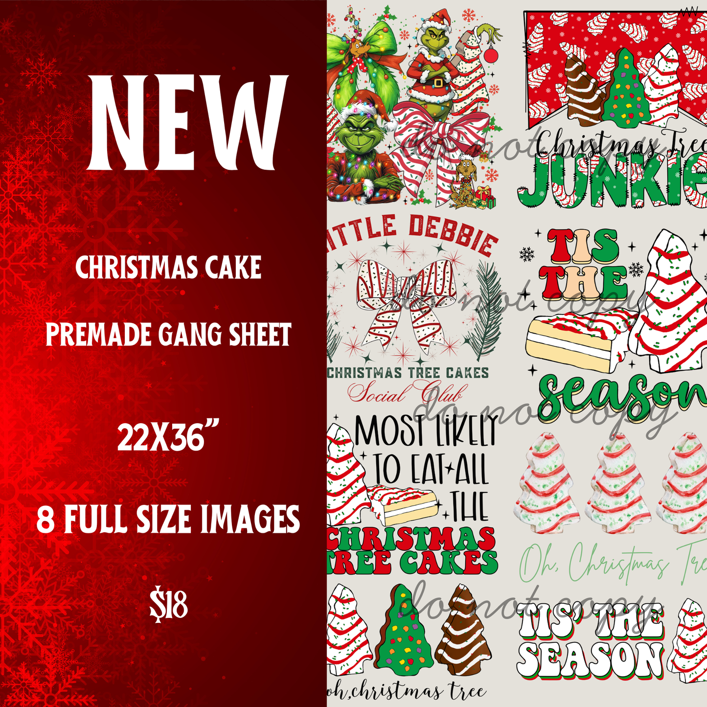 Christmas Cakes Pre-Made Gang Sheet