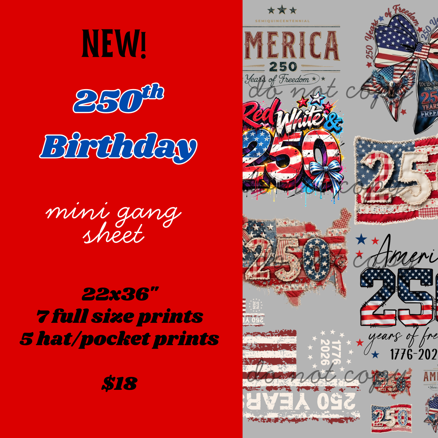 250th Birthday Mini Gang Sheet
