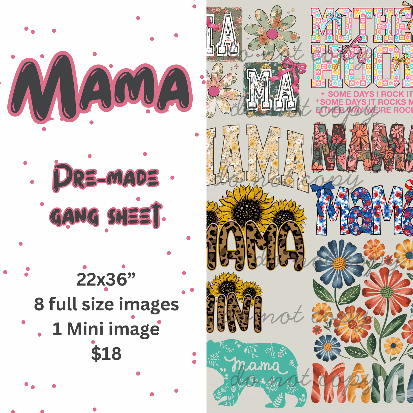 Mama Themed Mother’s Day Gang Sheet