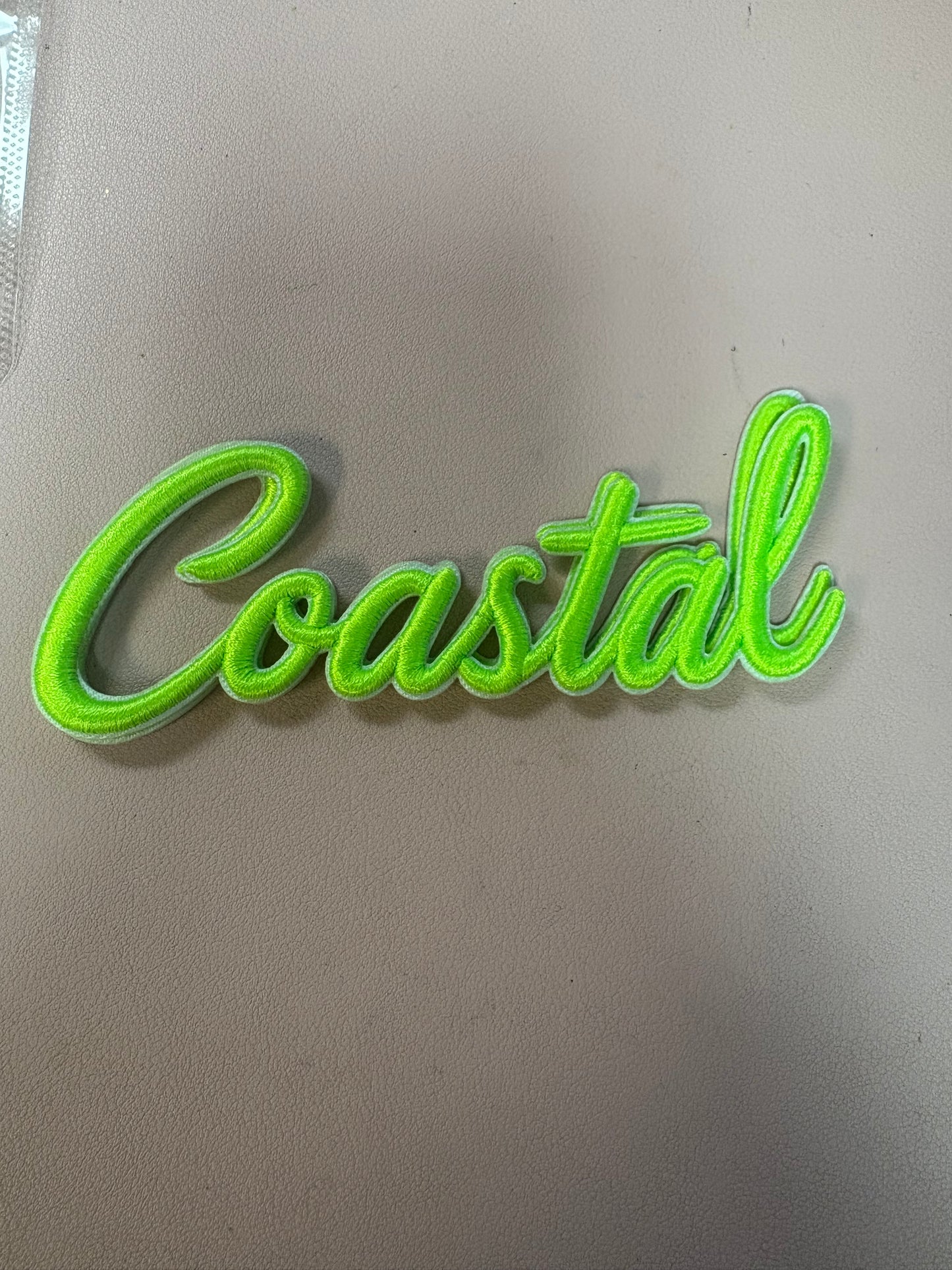 “Coastal” cursive script hat patch