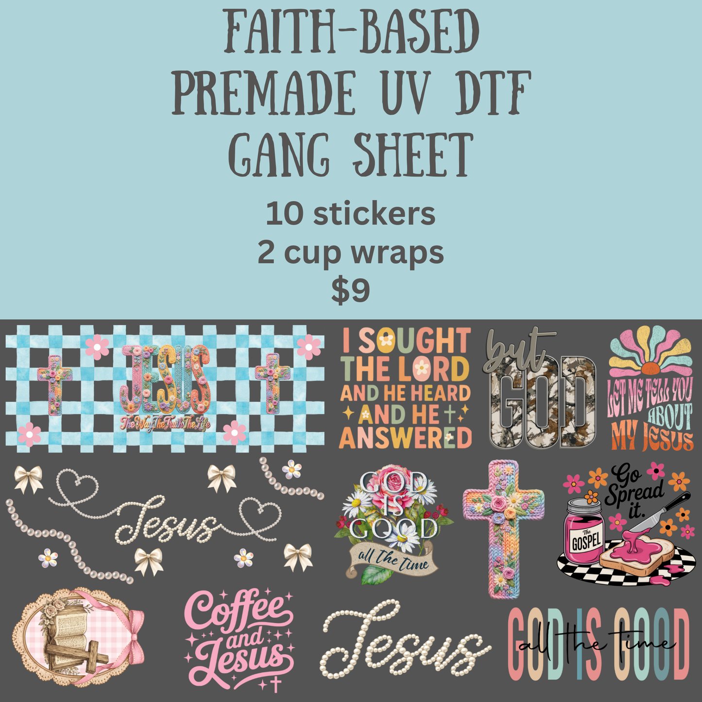 Faith Based UV DTF Gang Sheet