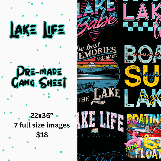 Lake Life Pre-Made Gang Sheet