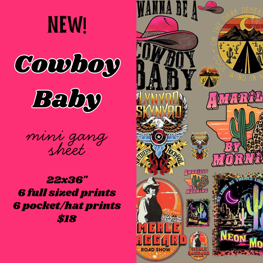 Cowboy Baby Mini Gang Sheet