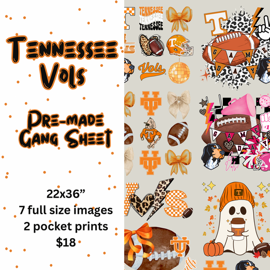 Tennessee Vols Pre-Made Gang Sheet