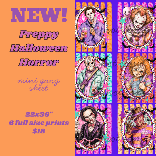 Preppy Halloween Horror Mini Gang Sheet