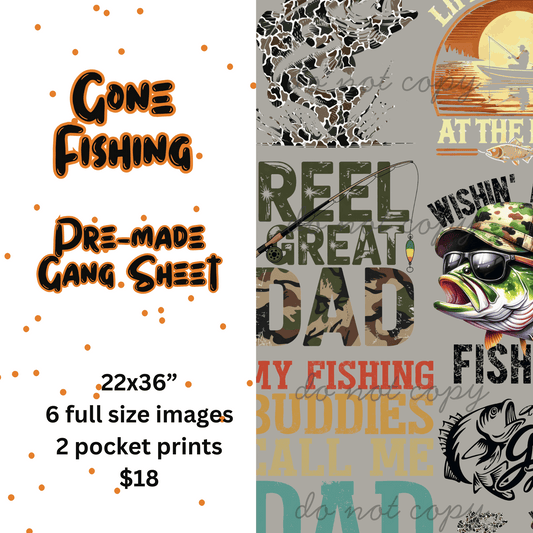Gone Fishin' Pre-Made Gang Sheet
