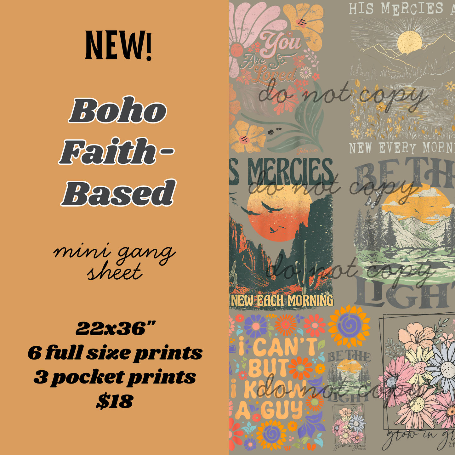 Boho Faith-Based Mini Gang Sheet
