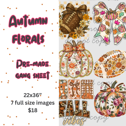 Autumn Florals Pre-Made Gang Sheet