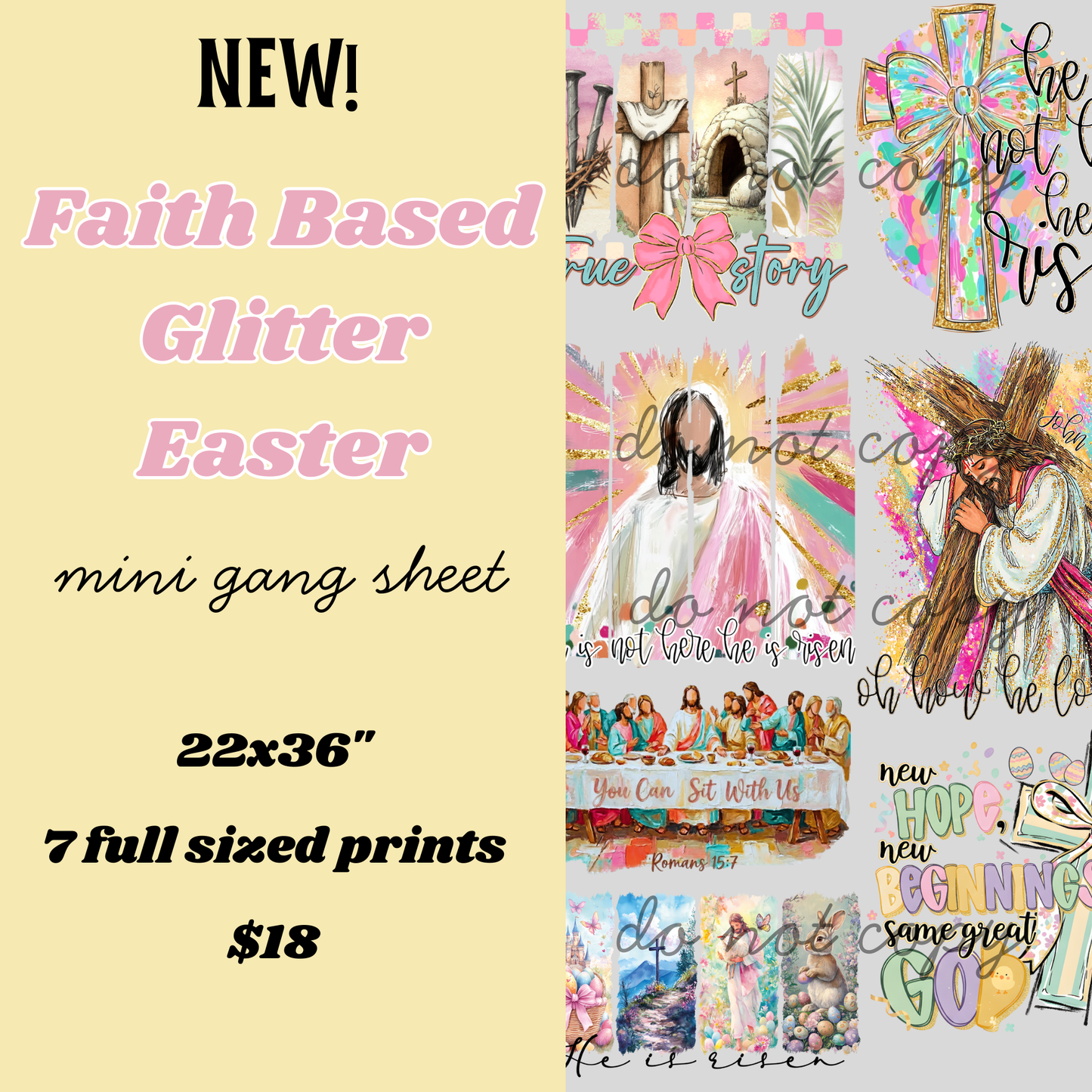 Faith Based Glitter Easter Mini Gang Sheet