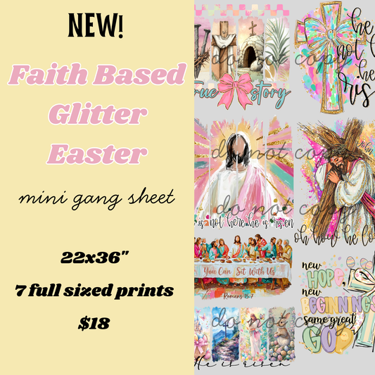 Faith Based Glitter Easter Mini Gang Sheet