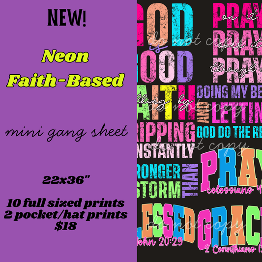 Neon Faith Based Mini Gang Sheet