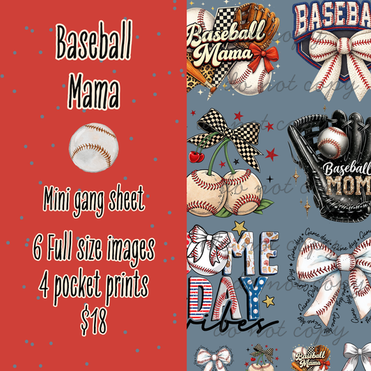 Baseball Mama Mini Gang Sheet