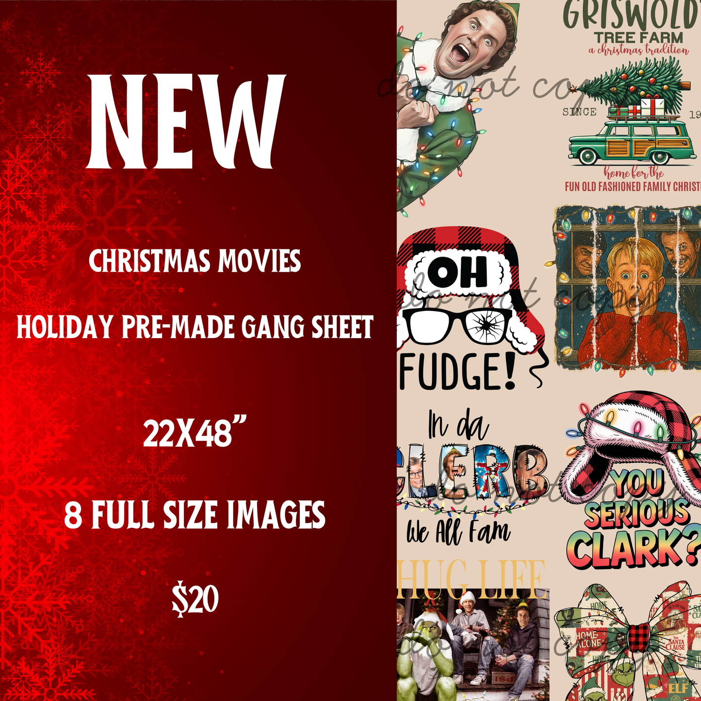 Christmas Movies 48" Pre-Made Gang Sheet