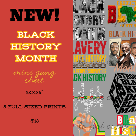 Black History Month Mini Gang Sheet