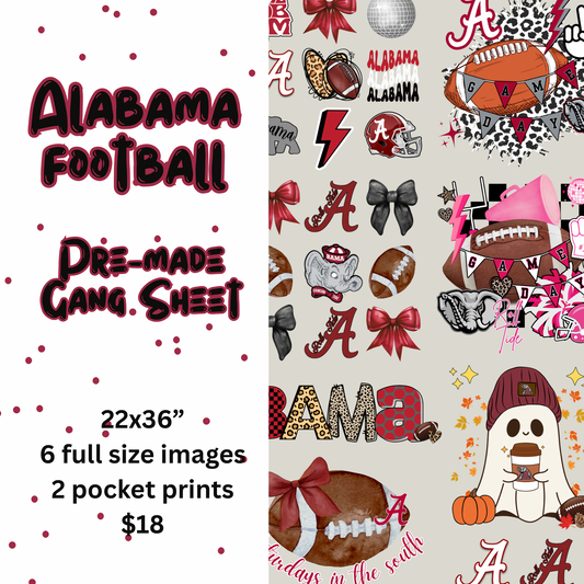 Alabama Football Pre-Made Gang Sheet