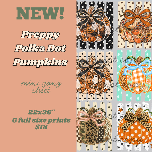 Preppy Polka Dot Pumpkins Mini Gang Sheet