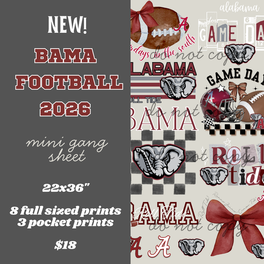 Bama Football '26 Mini Gang Sheet