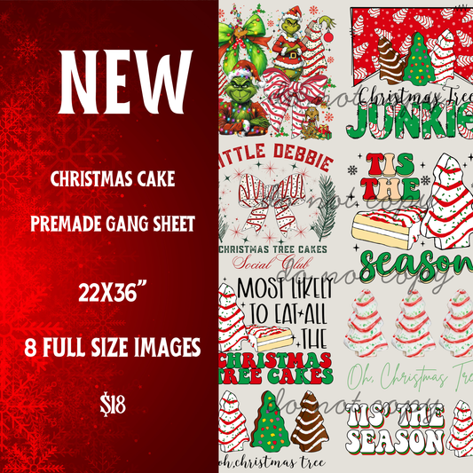 Christmas Cakes Pre-Made Gang Sheet