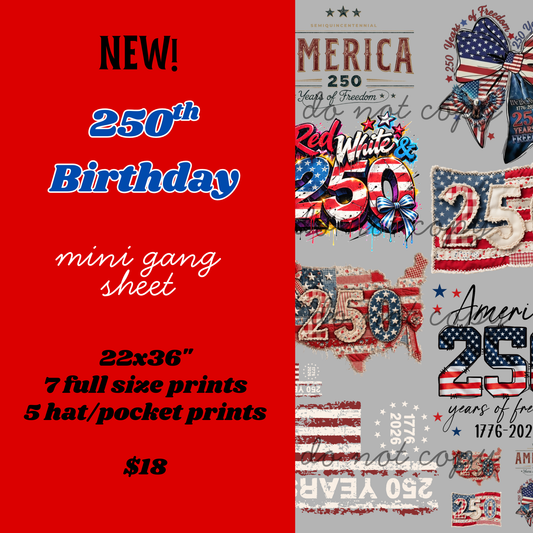 250th Birthday Mini Gang Sheet