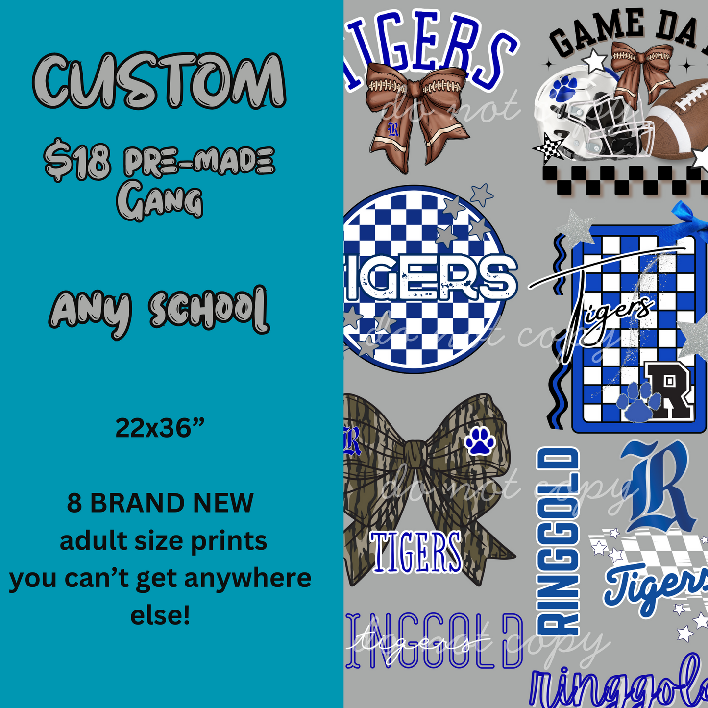 Custom Local Schools Pre-Made Gang Sheet