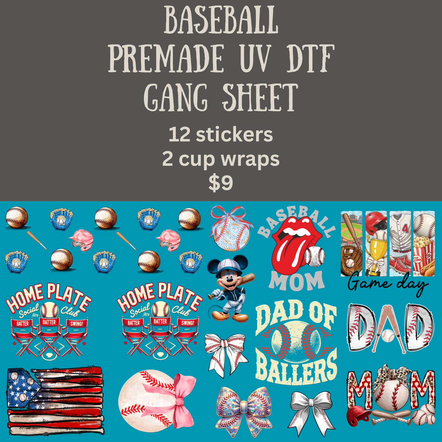 Baseball UV DTF Gang Sheet