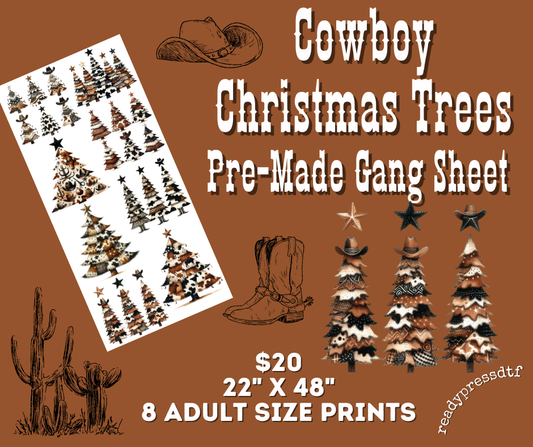 Cowboy Christmas Trees Gang Sheet