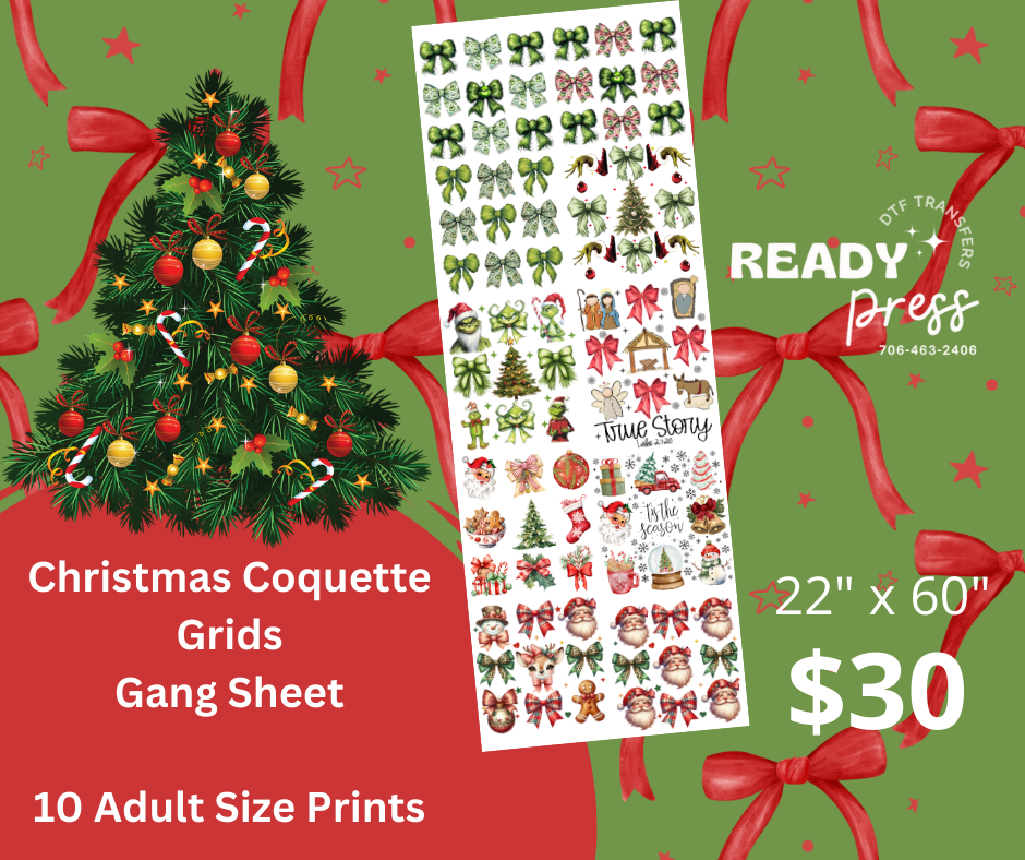 Coquette Christmas Grids Gang Sheet