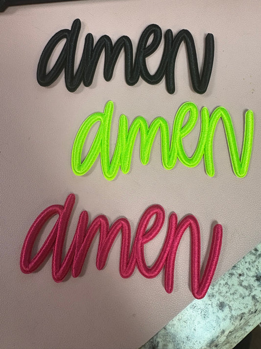 “Amen” cursive script hat patch