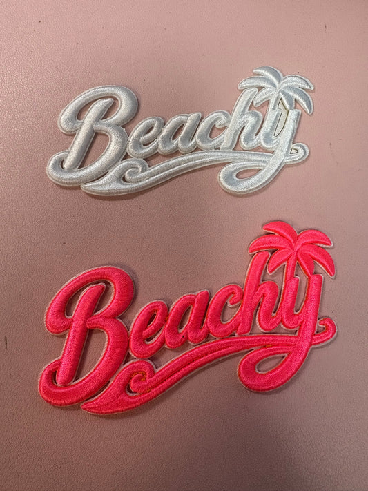 “Beachy” cursive script hat patch