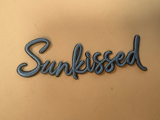 “Sunkissed” cursive script hat patch