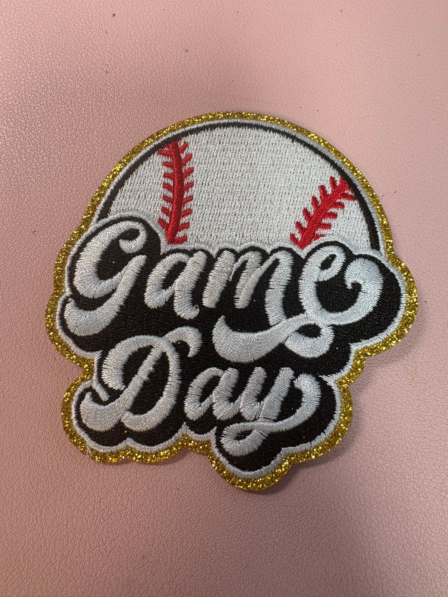 Baseball Game Day glitter hat patch