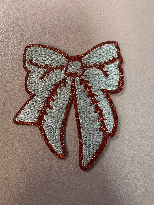 Baseball Bow glitter hat patch