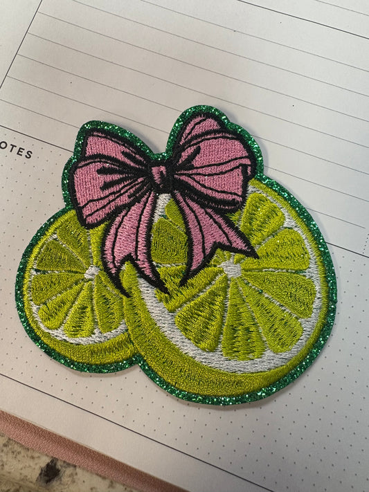 Glitter Lime Coquette Hat Patch