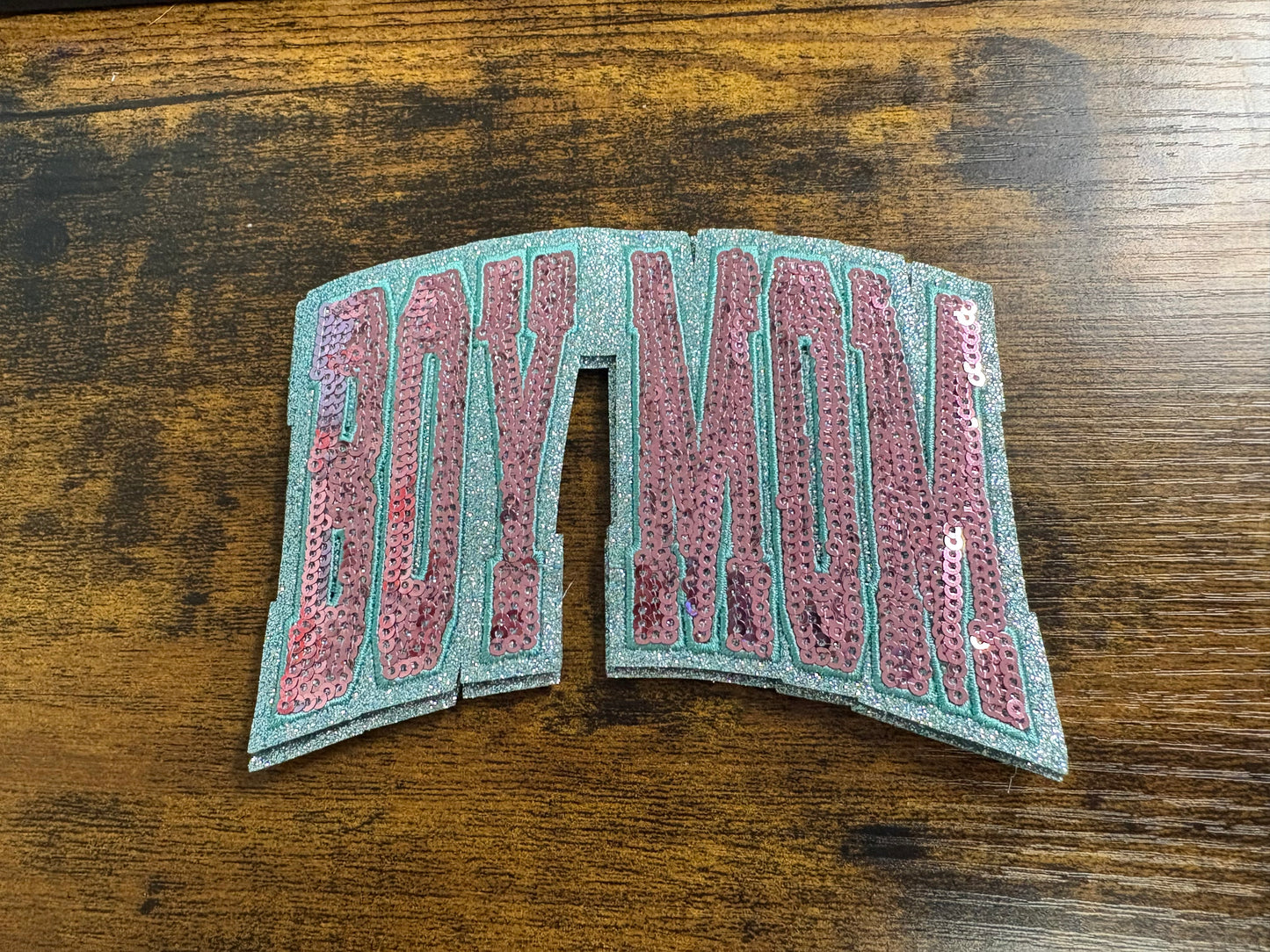 BOY MOM Sequin hat patch