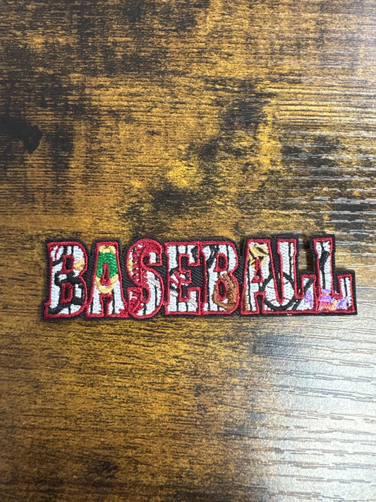 Baseball graphic text hat patch