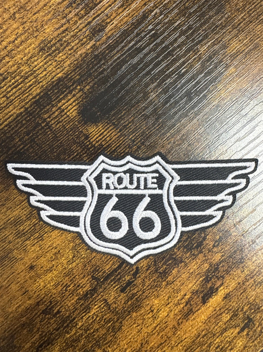 Winged Route 66 hat patch