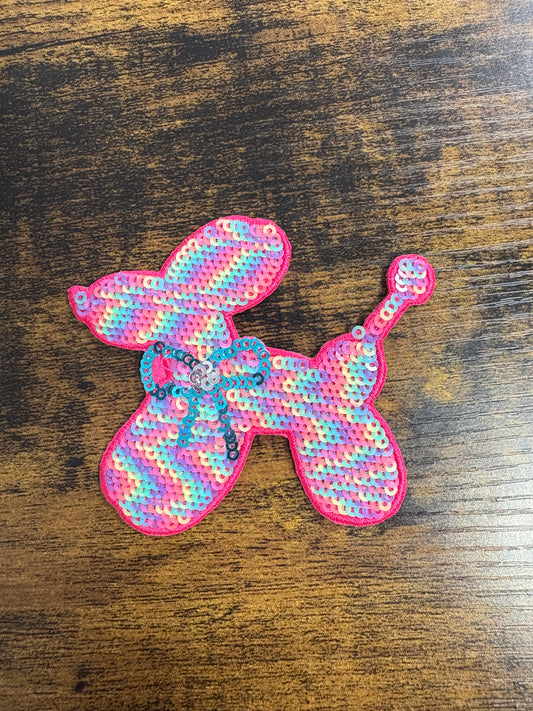 Sequin balloon dog hat patch
