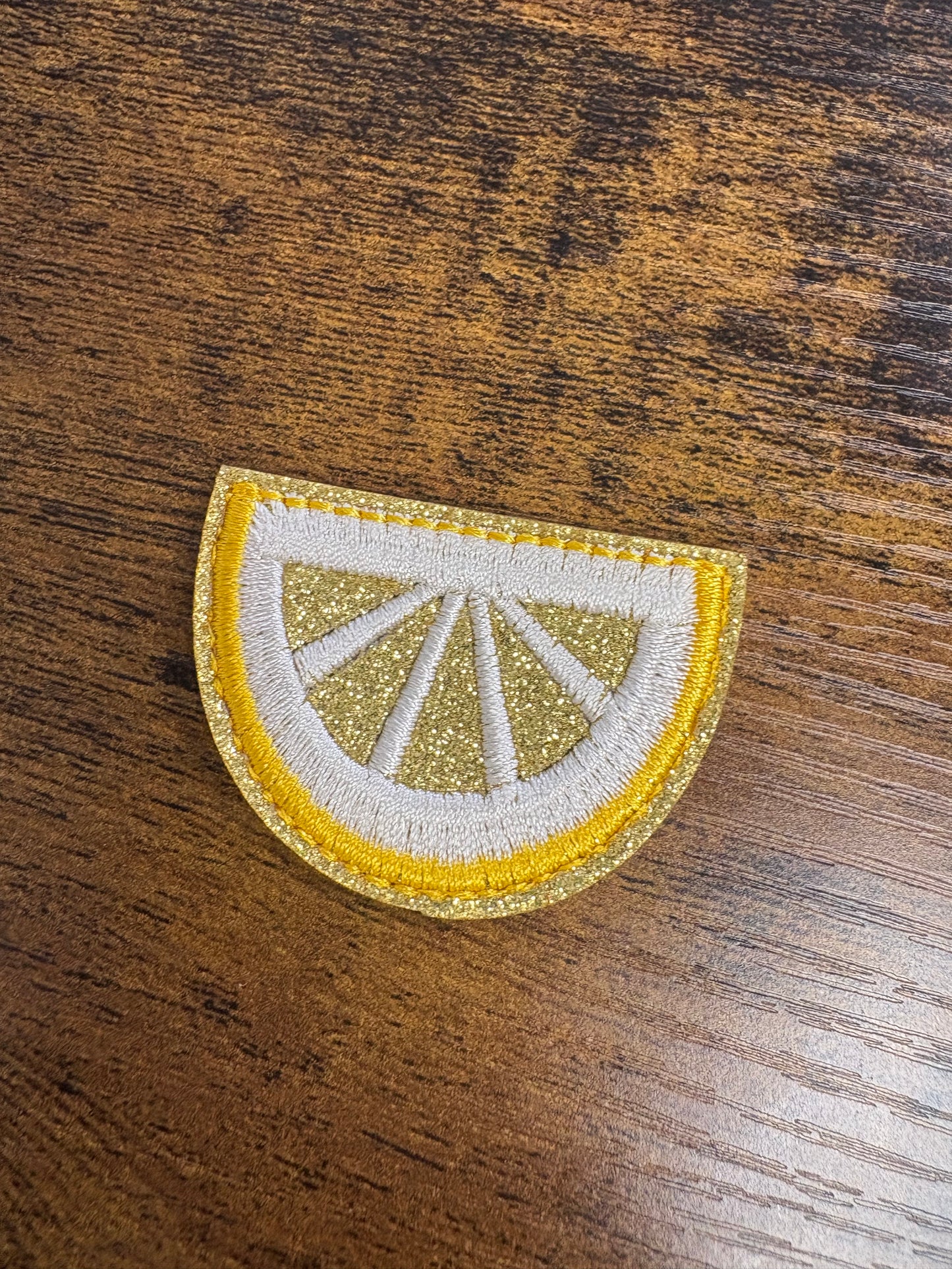 Glitter lemon hat patch