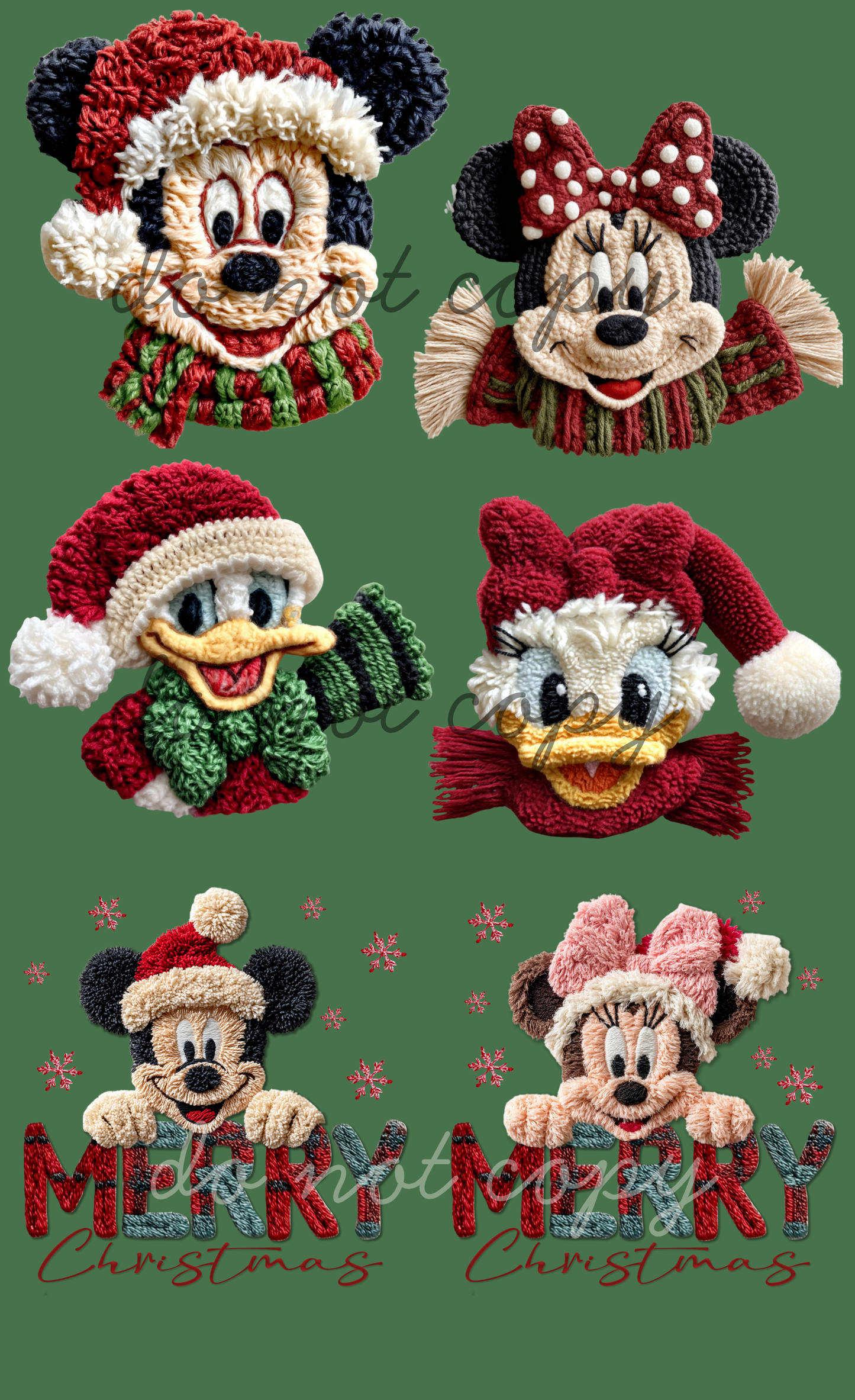 Magical Mouse & Friends Faux Yarn Christmas Pre-Made Gang Sheet