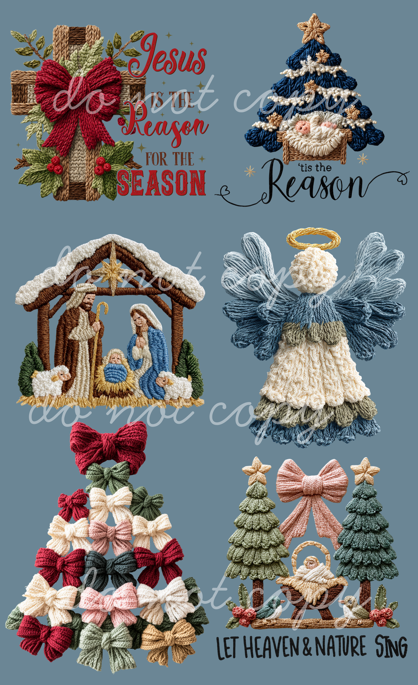 Fath-Based Christmas Faux Yarn Christmas Pre-Made Gang Sheet