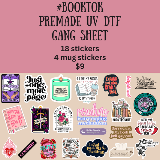 #BOOKTOK UV DTF Gang Sheet