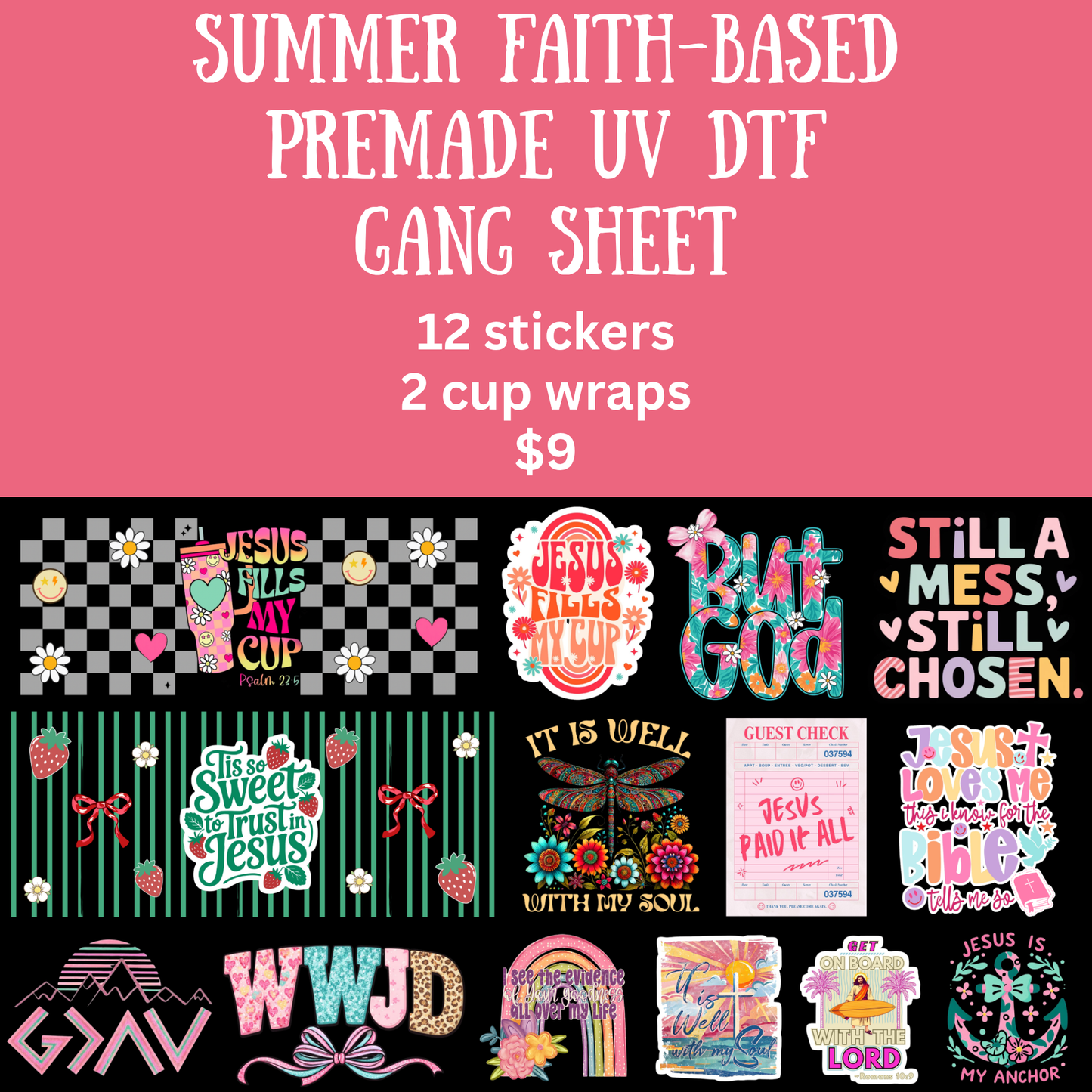 Summer Faith Based UV DTF Gang Sheet
