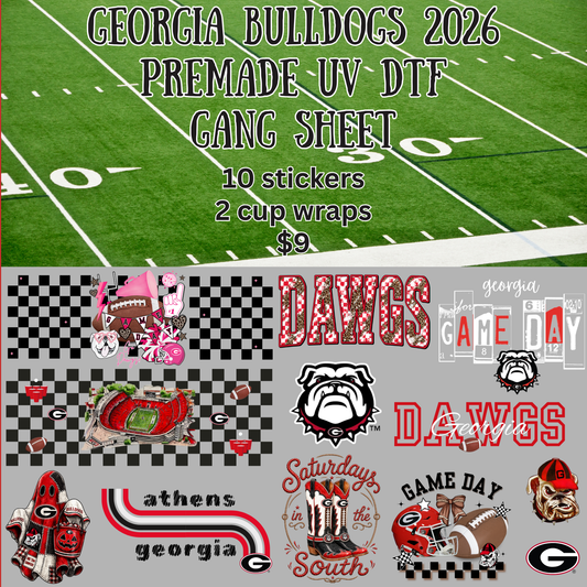 Georgia Bulldogs 2026 UV DTF Gang Sheet