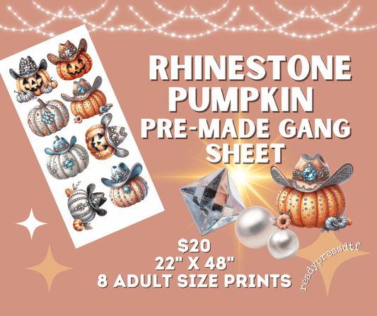 Rhinestone Pumpkins Pre-made Gang Sheet