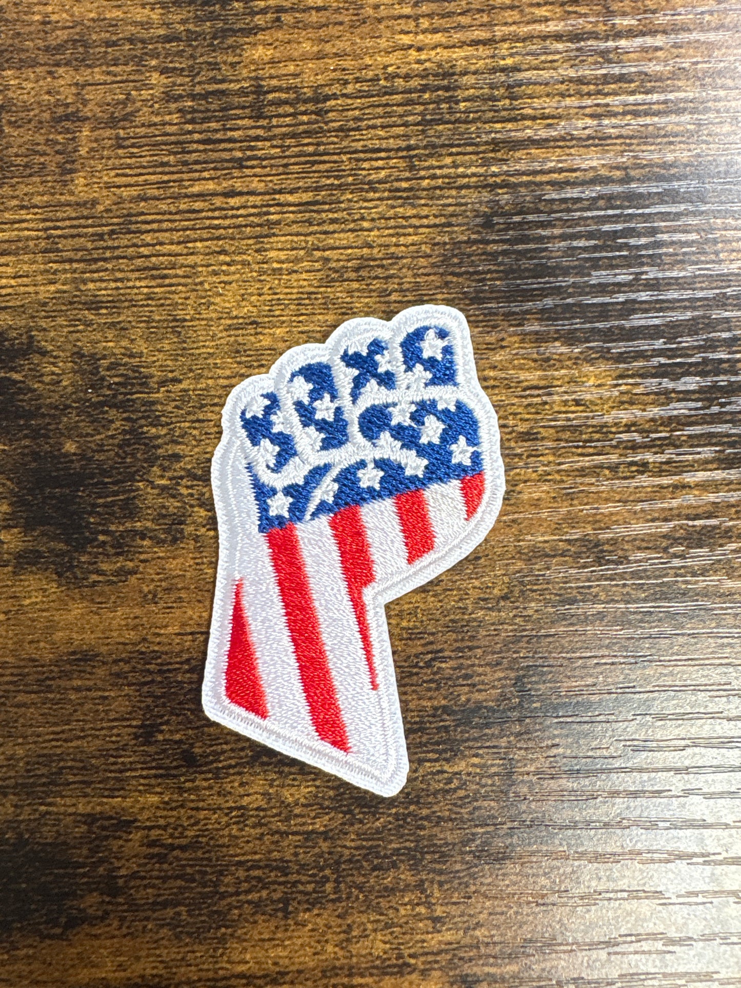 Patriotic fist hat patch