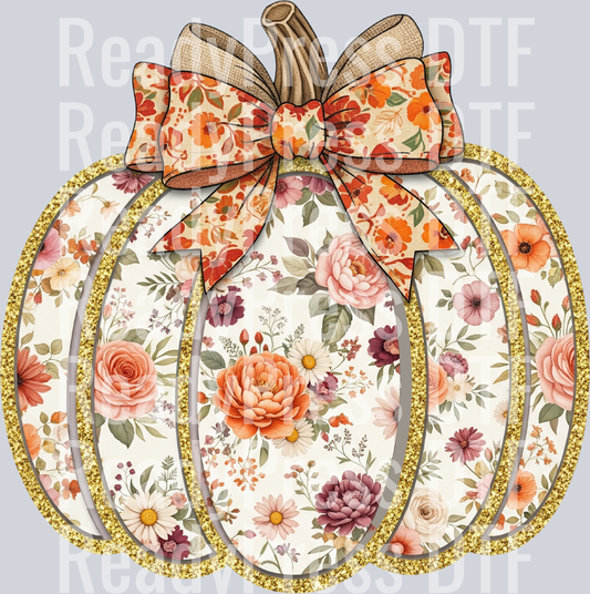 Floral Glitter Pumpkin